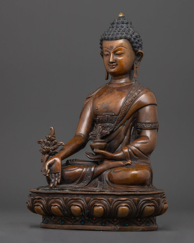 Source of Compassion Medicine Buddha Statue | The Supreme Healer Oxidized Scuplture