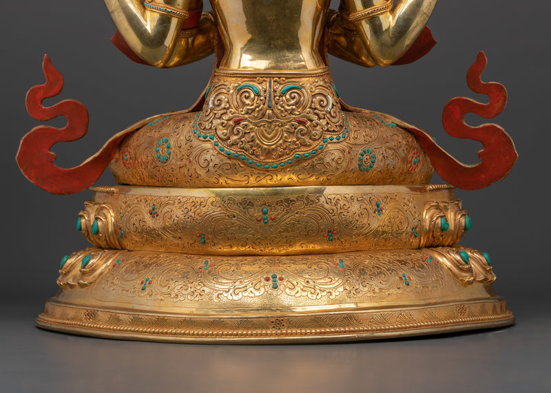 Holy Buddha Chenrezig | 24K Gold Gilded Copper Statue