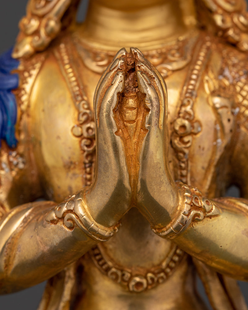 4 Arm Standing Chenrezig Statue | 24K Gold Gilded Bodhisattva of Compassion