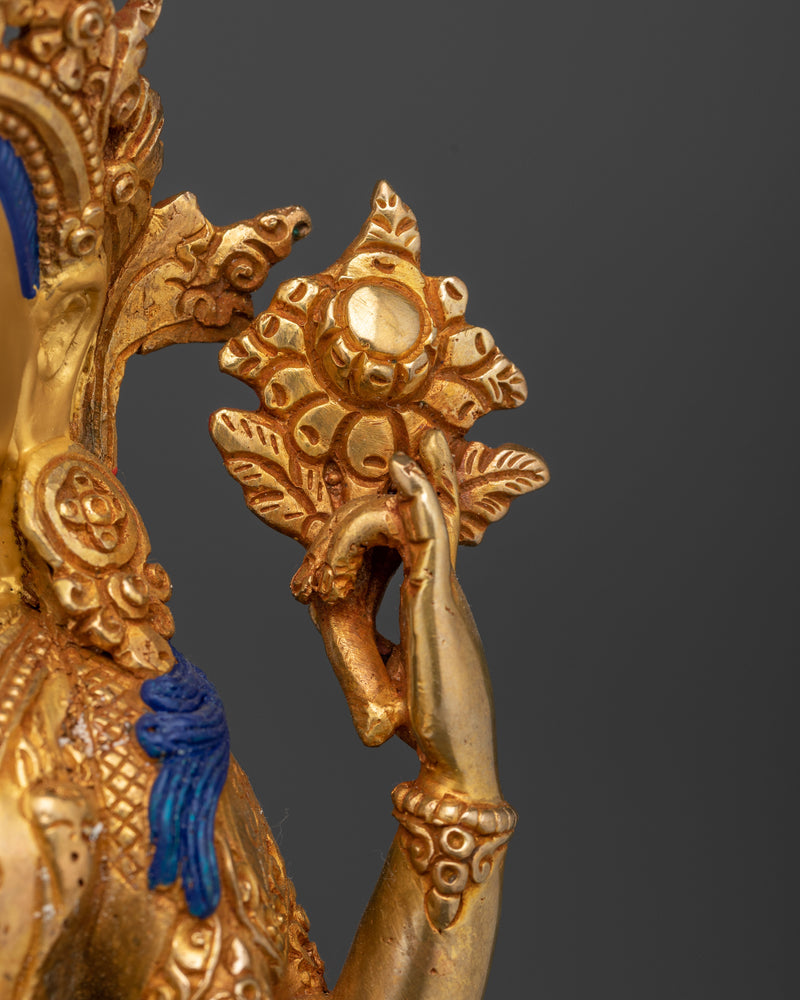 4 Arm Standing Chenrezig Statue | 24K Gold Gilded Bodhisattva of Compassion