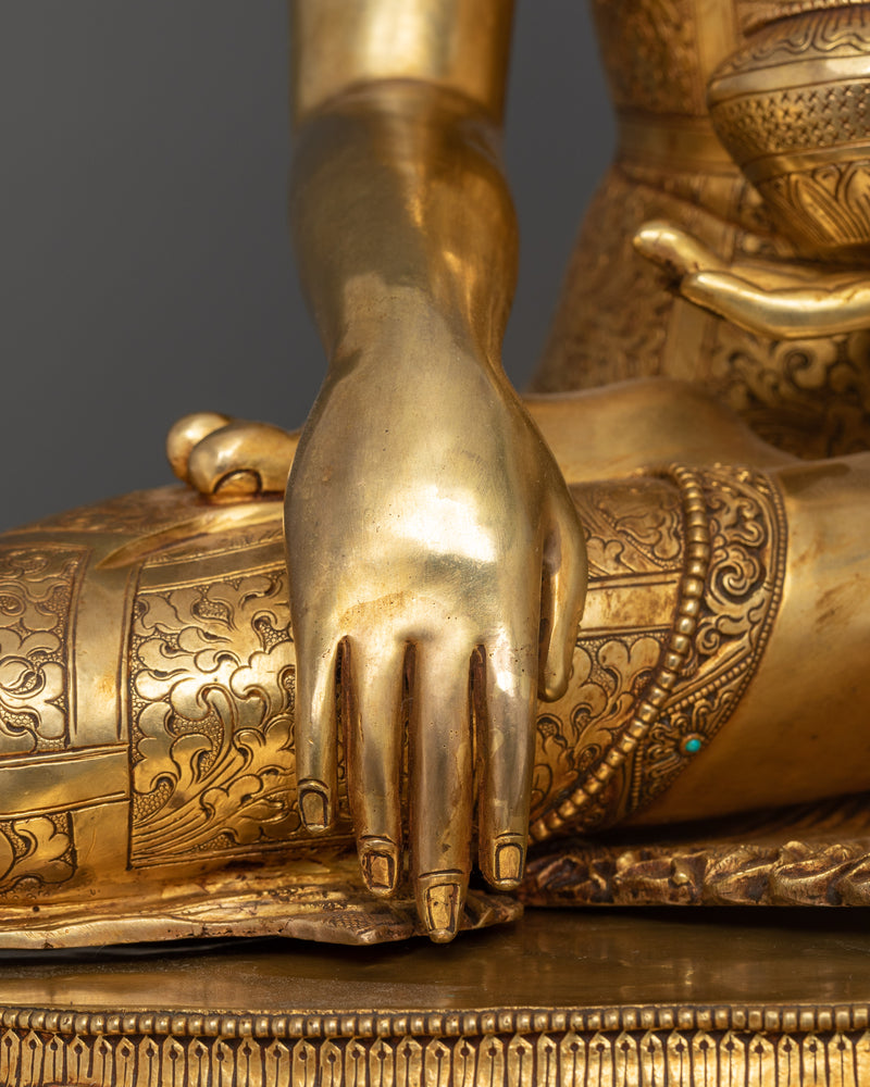 Shakyamuni Buddha Sacred Rupa | 24K Gold Gilded Copper Sculpture