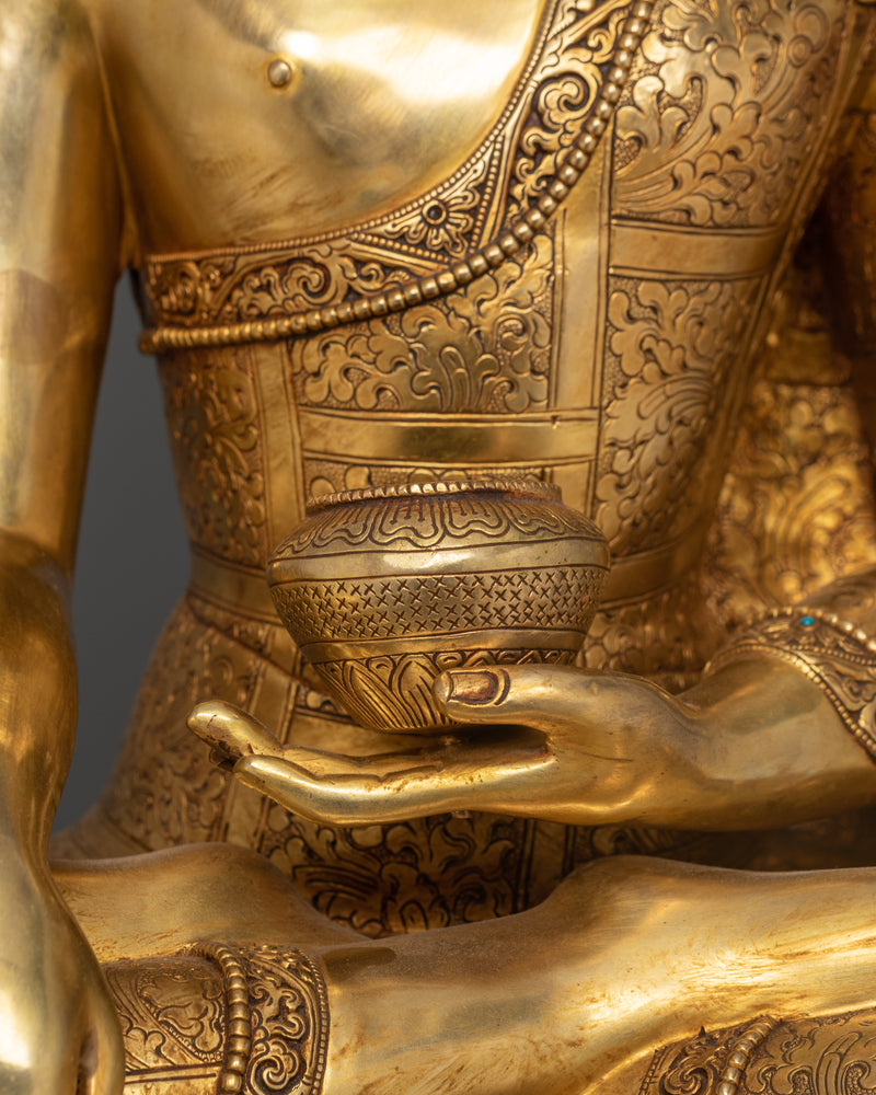 Shakyamuni Buddha Sacred Rupa | 24K Gold Gilded Copper Sculpture