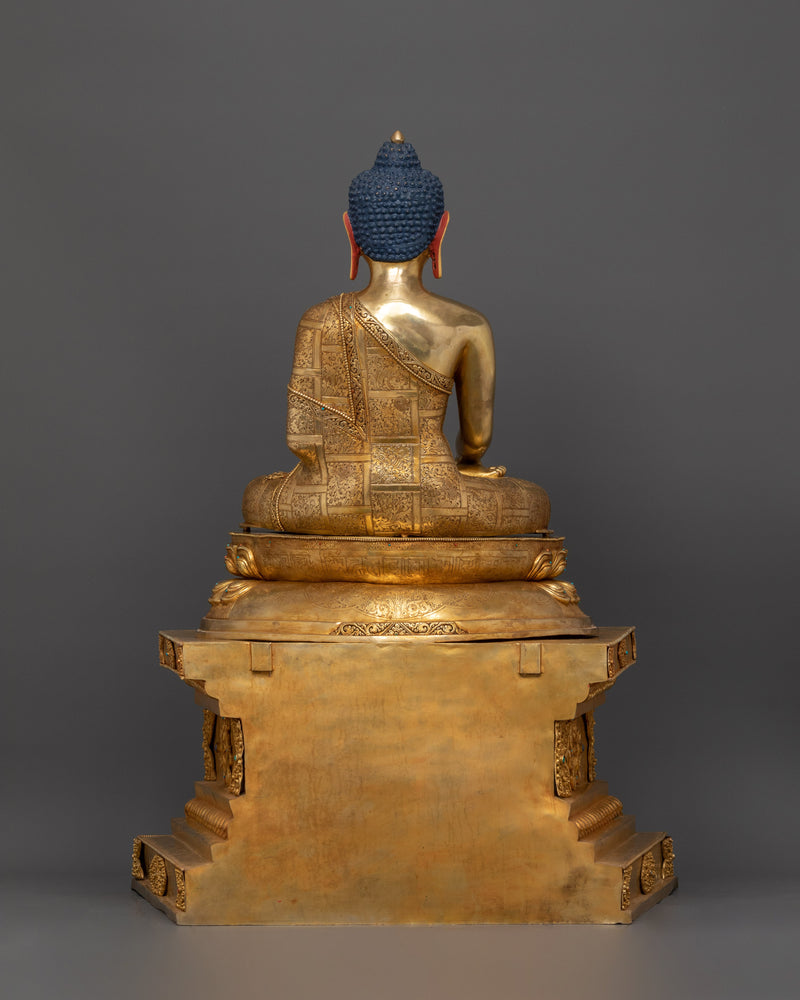 Shakyamuni Buddha Sacred Rupa | 24K Gold Gilded Copper Sculpture