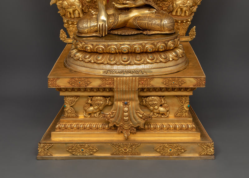 Shakyamuni Buddha Sacred Rupa | 24K Gold Gilded Copper Sculpture