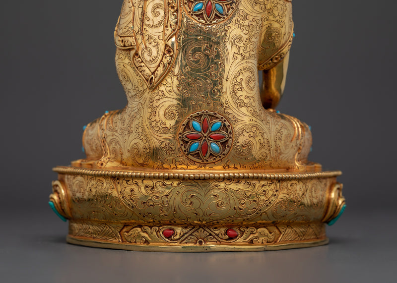 Historical Shakyamuni Buddha Figurine | 24K Gold Gilded Sculpture