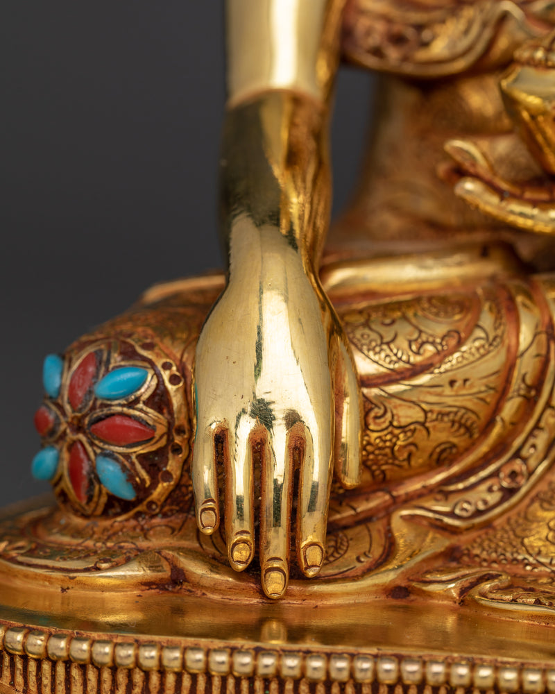 Historical Shakyamuni Buddha Figurine | 24K Gold Gilded Sculpture