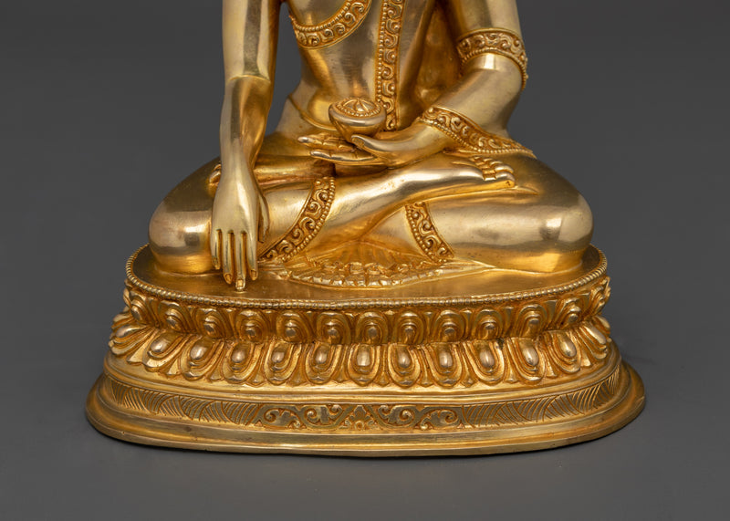 Shakyamuni Buddha Figurine | The Awakened One in 24K Gold Gilded Art