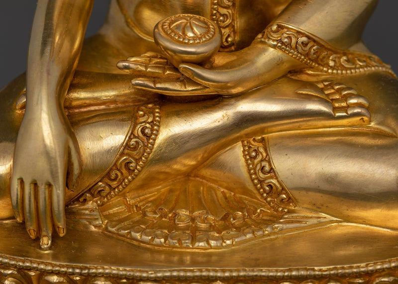 Shakyamuni Buddha Figurine | The Awakened One in 24K Gold Gilded Art