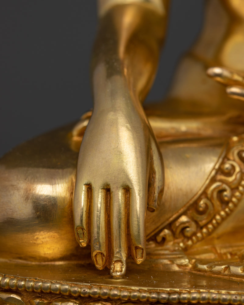 Shakyamuni Buddha Figurine | The Awakened One in 24K Gold Gilded Art