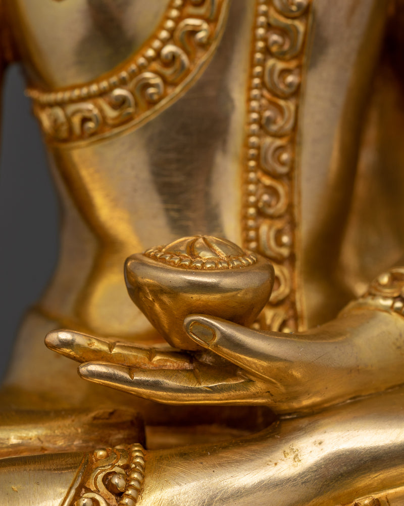 Shakyamuni Buddha Figurine | The Awakened One in 24K Gold Gilded Art