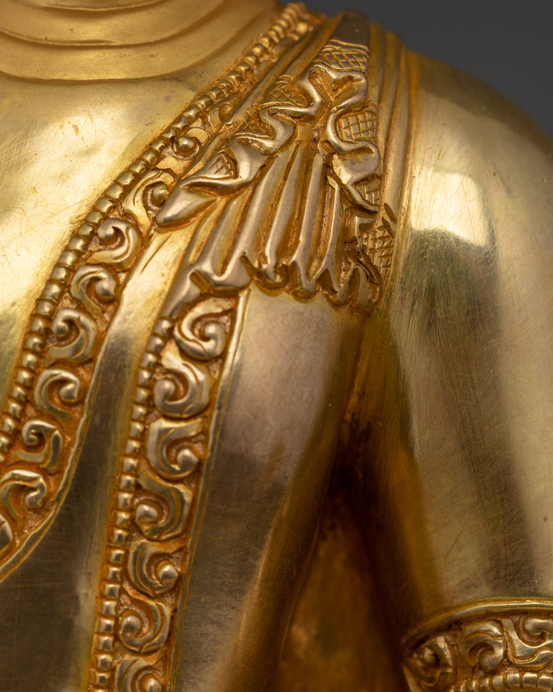 Shakyamuni Buddha Figurine | The Awakened One in 24K Gold Gilded Art