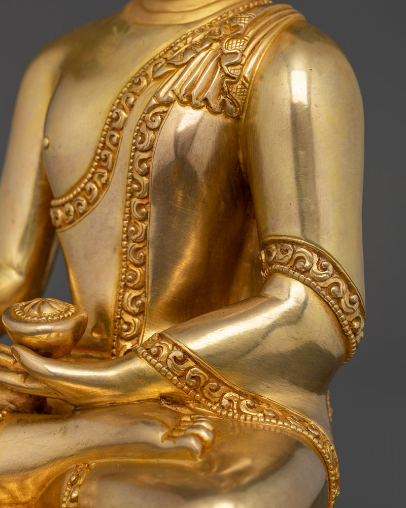 Shakyamuni Buddha Figurine | The Awakened One in 24K Gold Gilded Art