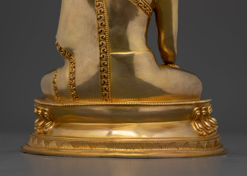 Shakyamuni Buddha Figurine | The Awakened One in 24K Gold Gilded Art