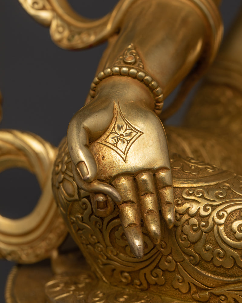 Hand-Sculpted Green Tara | The Compassionate Deity in 24K Gold