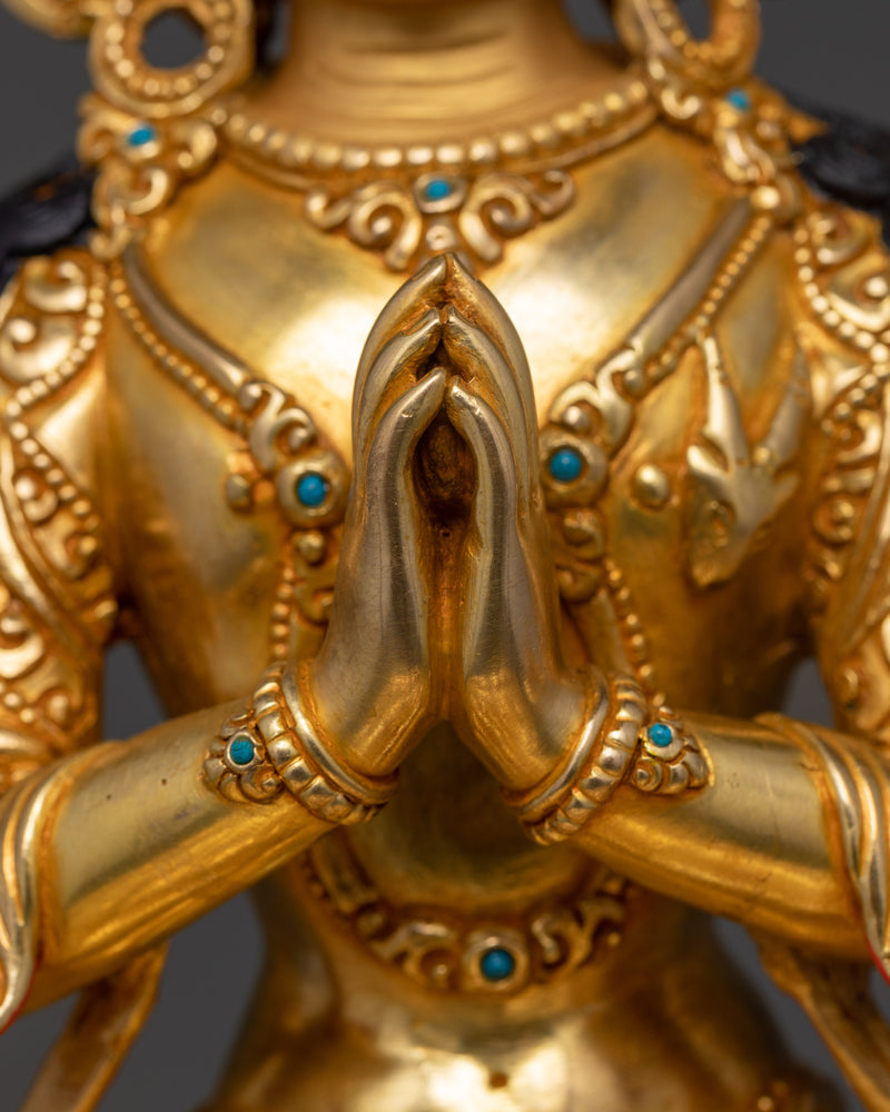 Loving Kindness Chenrezig | The Embodiment of Compassion in 24K Gold Gilded Detail