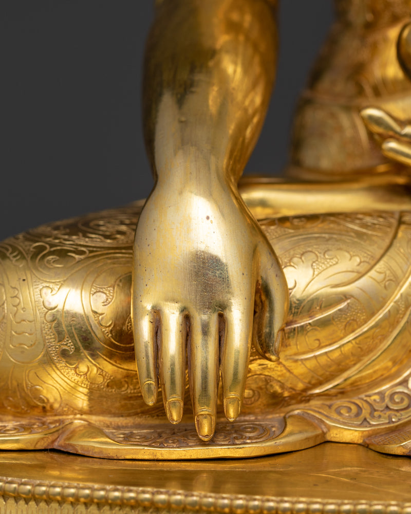 Shakyamuni Dharma Buddha Statue | 24K Gold Gilded Tibetan Copper Art