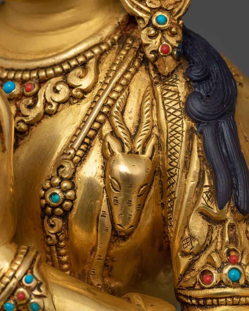 Tibetan Chenrezig Sculpture | 24K Gold Gilded Serene Art