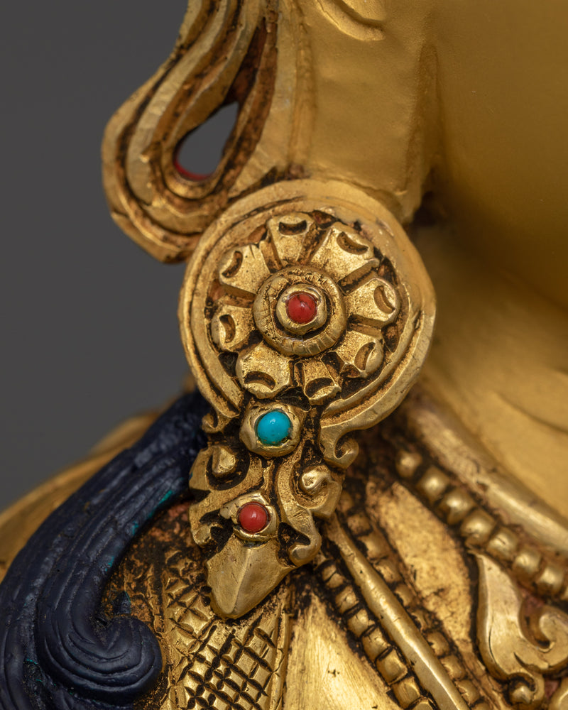 Tibetan Chenrezig Sculpture | 24K Gold Gilded Serene Art