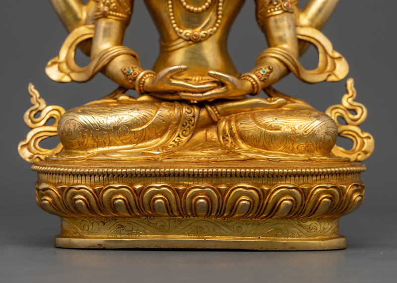 24K Gold Gilded Prajna Paramita Figurine | Dharma Bodhisattva