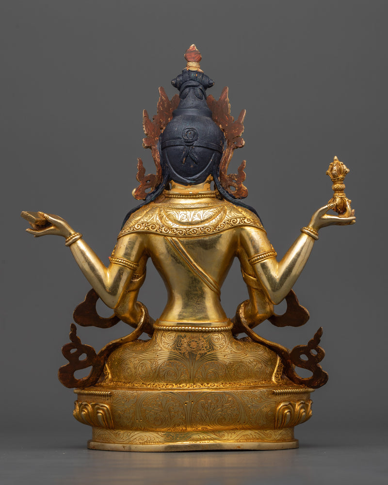 24K Gold Gilded Prajna Paramita Figurine | Dharma Bodhisattva