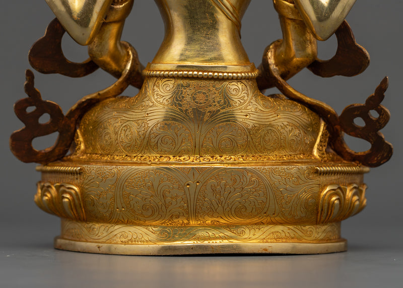 24K Gold Gilded Prajna Paramita Figurine | Dharma Bodhisattva