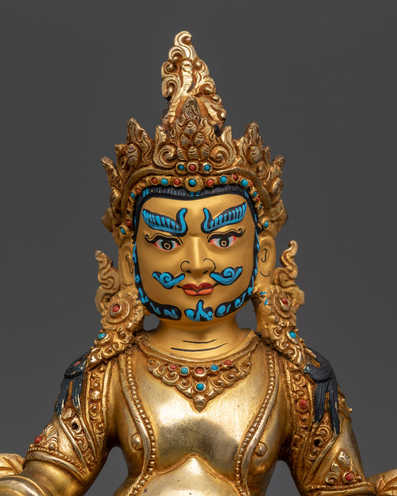 8.9-Inch Dzambhala Wealth Buddha Sculpture | 24K Gold Gilded Statue