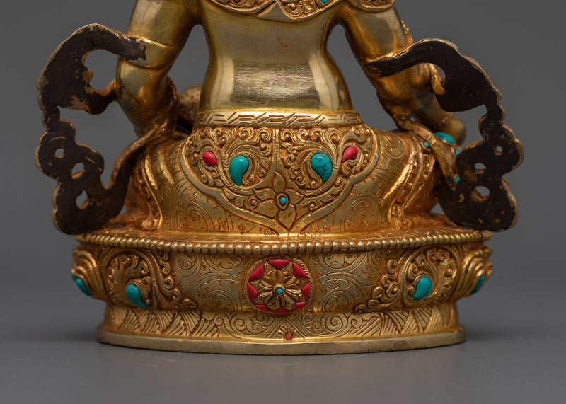 8.9-Inch Dzambhala Wealth Buddha Sculpture | 24K Gold Gilded Statue