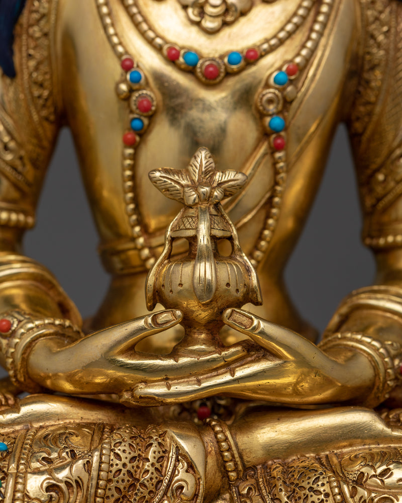 Amitayus Infinite Life Buddha Statue | 13” Handcrafted Tibetan Copper Sculpture