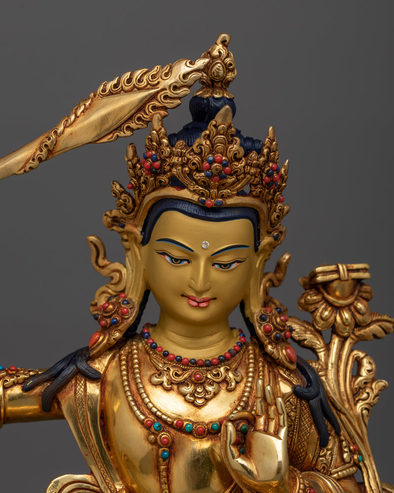 Manjushri Buddha of Knowledge | Handcrafted Tibetan Copper Statue