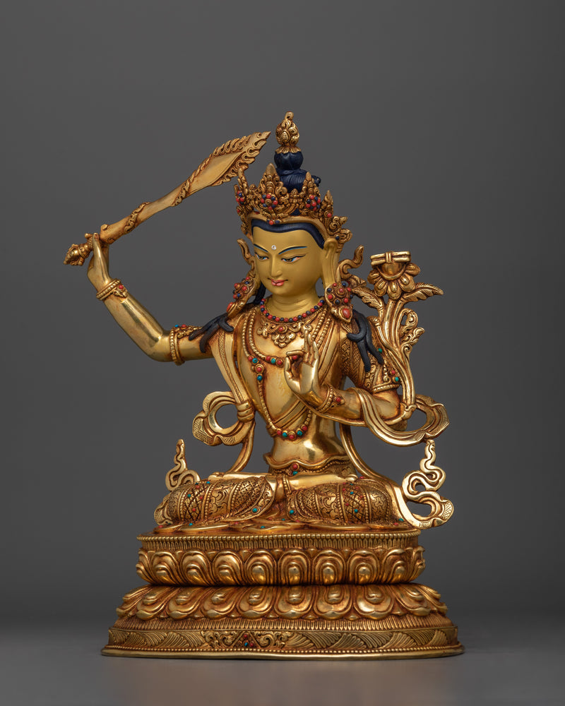 Manjushri Buddha of Knowledge | Handcrafted Tibetan Copper Statue