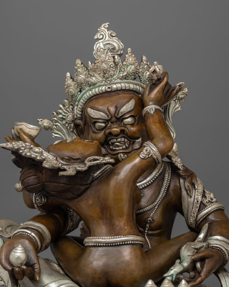 Green Dzambhala and Wisdom Dakini Statue | Yab-Yum Artwork