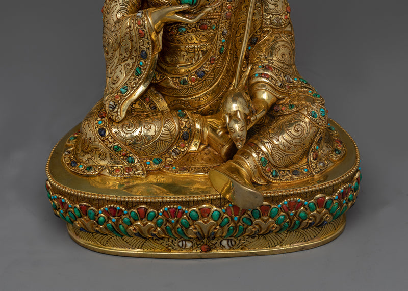 24K Gold Gilded Guru Norla Statue | Embodiment of Prosperity and Spiritual Wealth