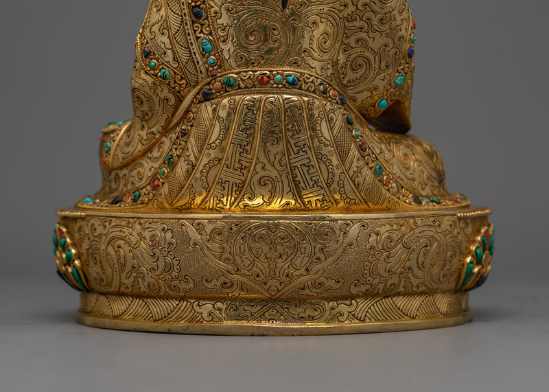 24K Gold Gilded Guru Norla Statue | Embodiment of Prosperity and Spiritual Wealth