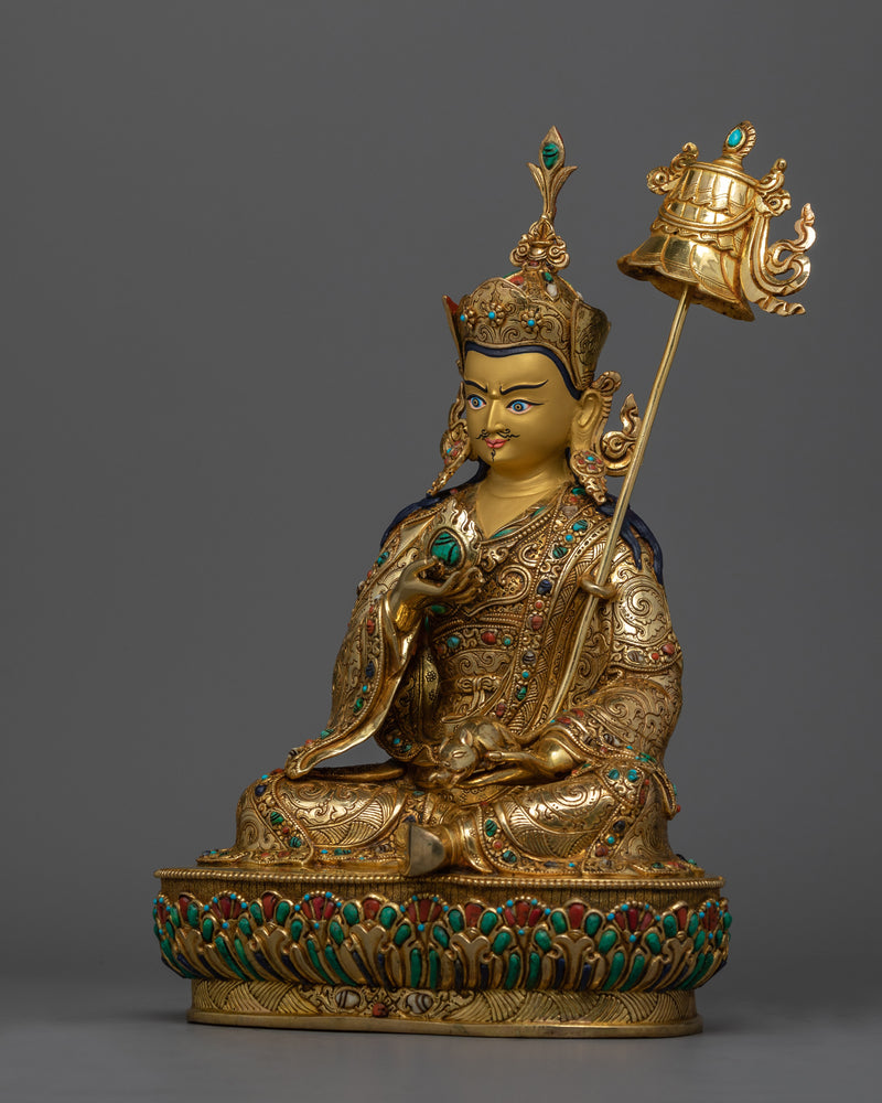 24K Gold Gilded Guru Norla Statue | Embodiment of Prosperity and Spiritual Wealth