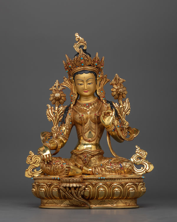 Bodhisattva Green Tara Devi Statue