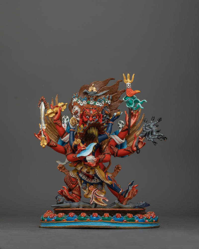 Guru Dragpo with Consort Statue | Wrathful Protector Deity of Tibetan Buddhism