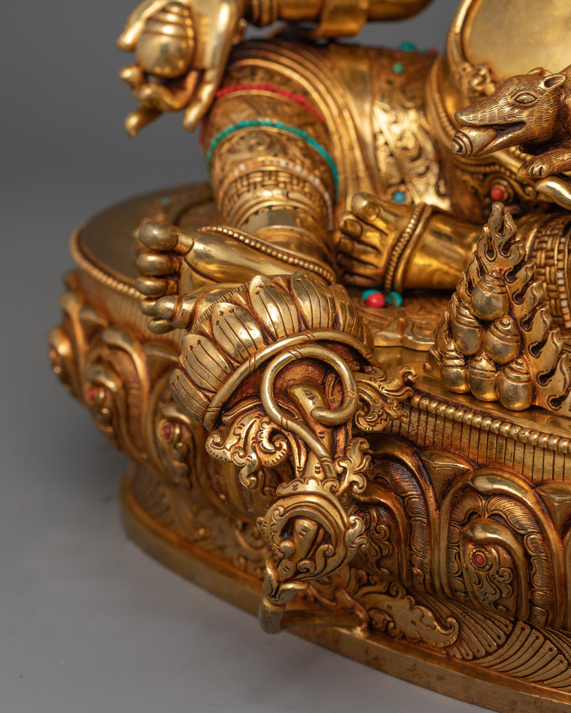 24K Gold Gilded Wrathful Yellow Dzambhala | The Wealth Deity of Abundance