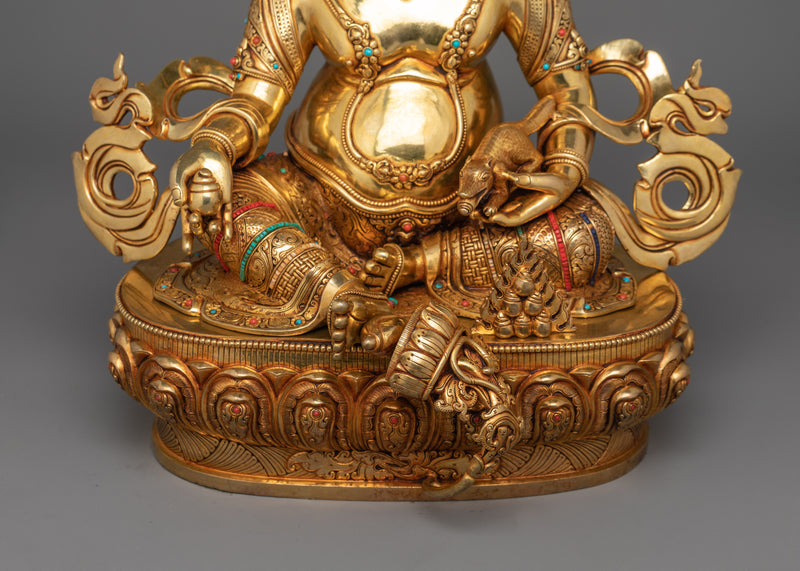 24K Gold Gilded Wrathful Yellow Dzambhala | The Wealth Deity of Abundance