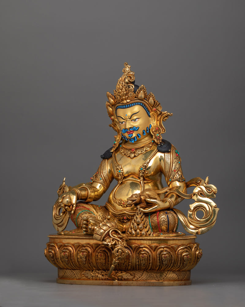 24K Gold Gilded Wrathful Yellow Dzambhala | The Wealth Deity of Abundance