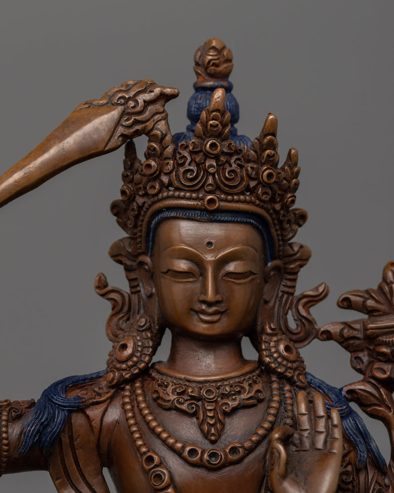 Wisdom Oxidized Manjushri Statue | The Bodhisattva of Wisdom