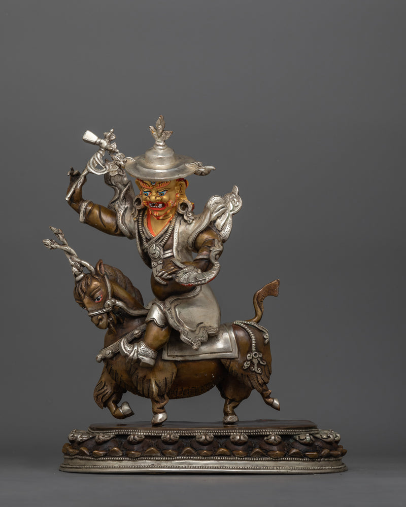 Damchen Garwa Nagpo Statue | Gold and Oxidized Copper Sculpture