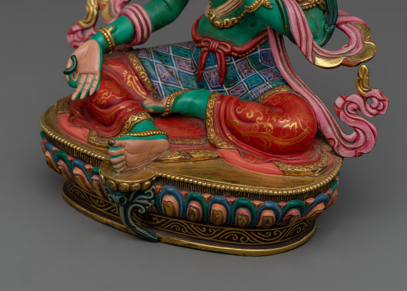 Compassionate Green Tara Yoga Decor | Tibetan Art and Craftsmanship