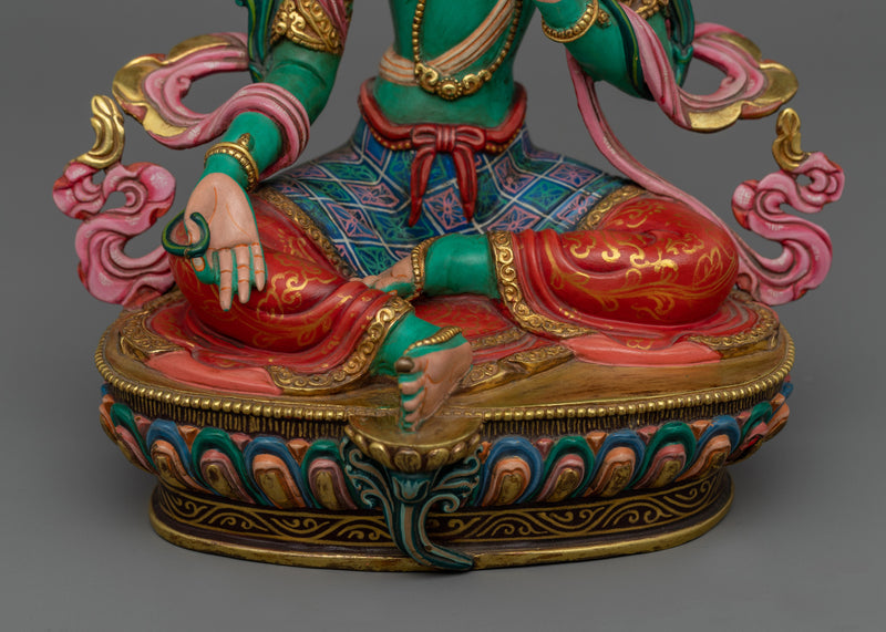 Compassionate Green Tara Yoga Decor | Tibetan Art and Craftsmanship