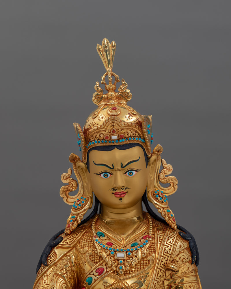 Hand-Carved The Lotus Born Guru Rinpoche Statue | Tibetan Sculpture