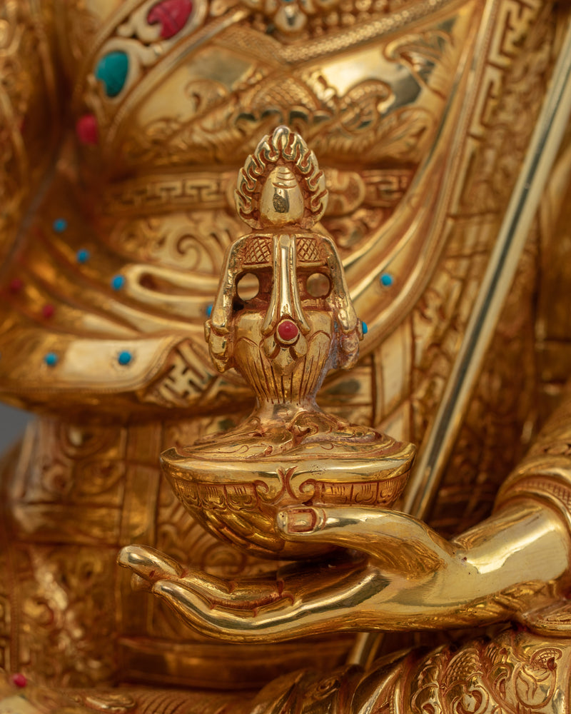 Hand-Carved The Lotus Born Guru Rinpoche Statue | Tibetan Sculpture