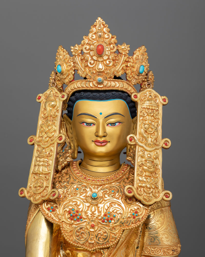 Hand-Carved Crown Buddha Shakyamuni Figure | The Sage of Shakya Clans