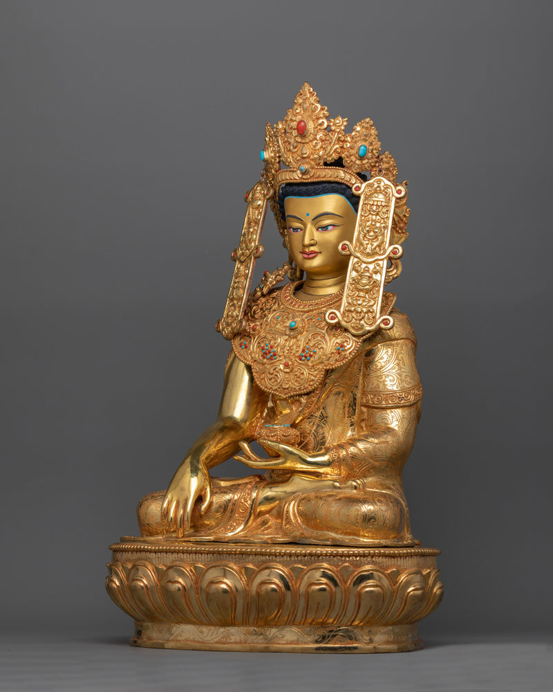 Hand-Carved Crown Buddha Shakyamuni Figure | The Sage of Shakya Clans