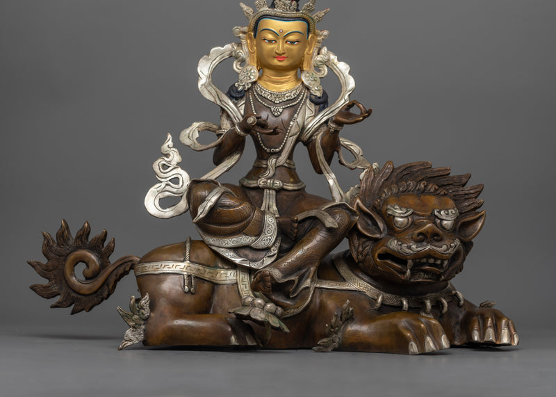 Hand-Carved Serene Bodhisattva Statue | Spiritual Dharma Art