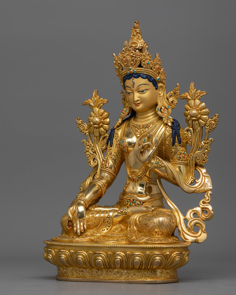 Hand-Carved Tibetan Sita Tara (White Tara) Statue | Compassionate Tara