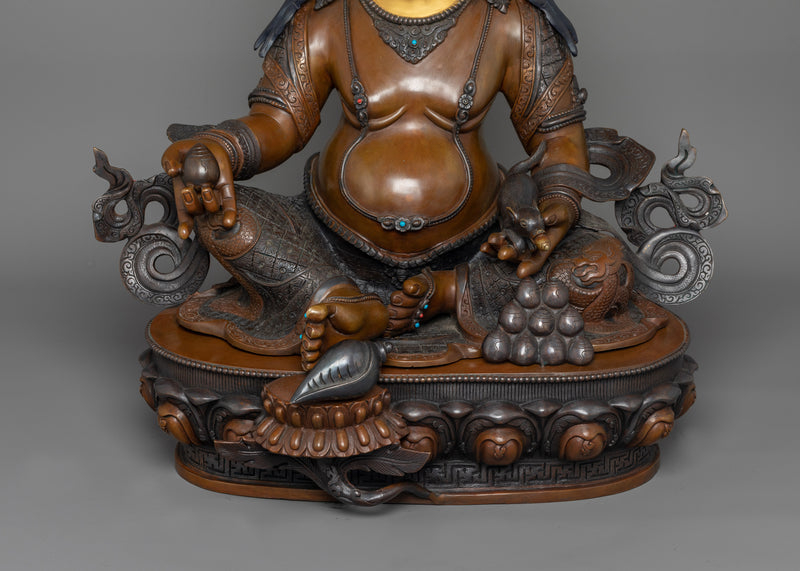 Hand-Carved Dzambhala Kuber Statue | Tibetan Sculpture